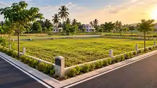 Illustrative individual residential plot with clear boundaries and an access road