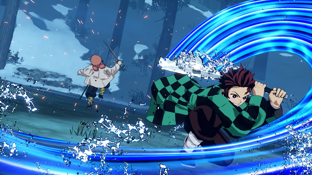 An aesthetic digital artwork of demon slayer tanjiro kamado in a dark forest with tall green trees from the anime kimetsu no yaiba. Review Demon Slayer Kimetsu No Yaiba The Hinokami Chronicles For Nintendo Switch Nintendo Wire