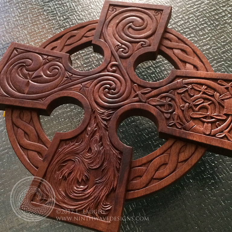 The oil finish darkended the mahogany wood dramatically.