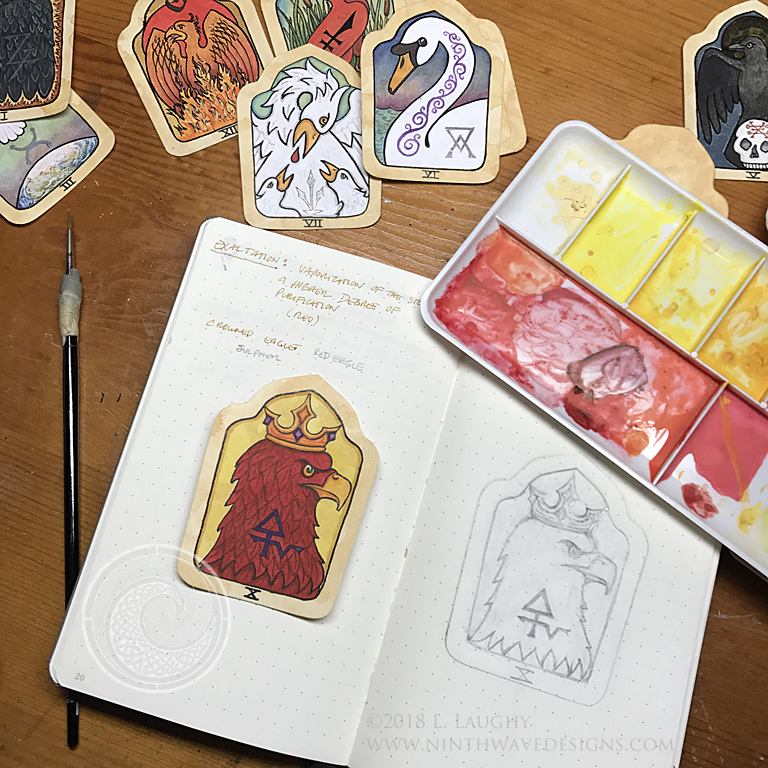 The Red Eagle with design drawing.