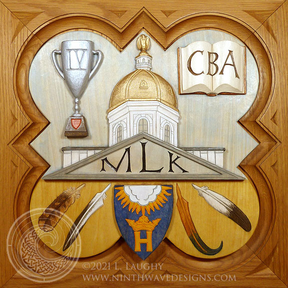 Commissioned plaque, 11.25" x 11.25", painted basswood.