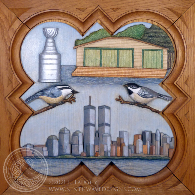 Commissioned plaque 11.25" x 11.25", painted basswood.