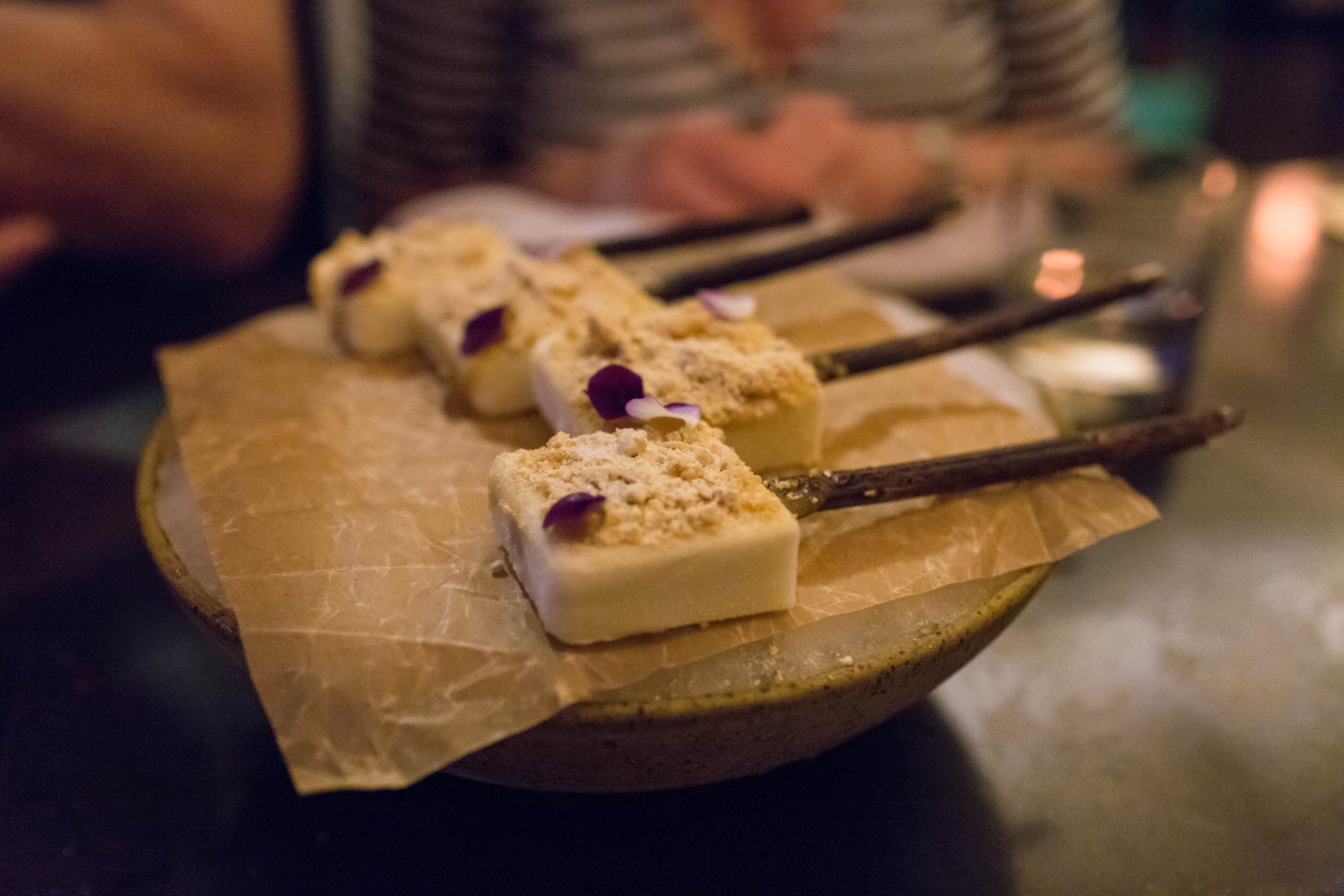 course seven - chamomile popsicle w. foie gras dust
