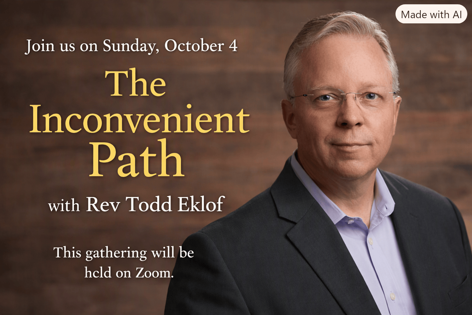 Sunday, October 4, The Inconvenient Path with Rev Todd Eklof