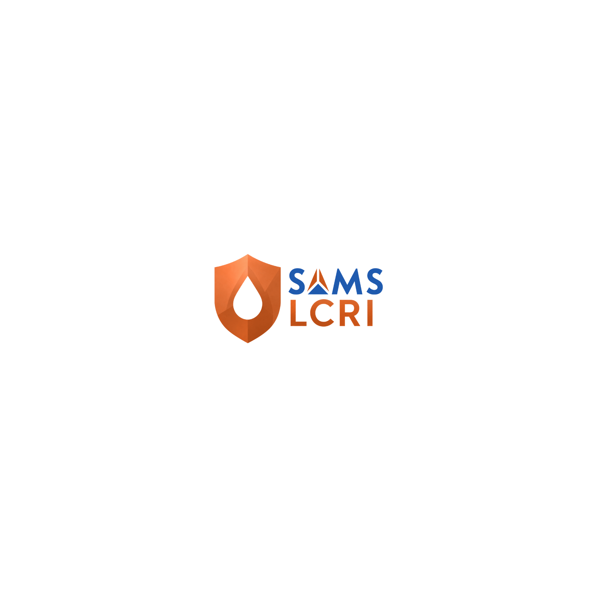 SAMS LCRI module logo featuring an orange shield with a water droplet, representing lead and copper rule compliance software by NJBSoft
