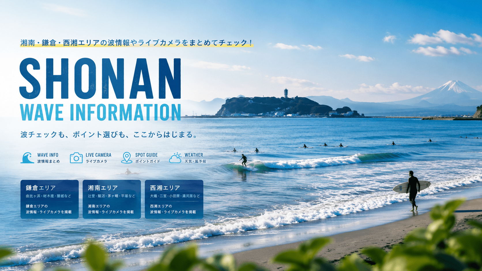 【サーフィン】鎌倉～湘南～西湘エリアの無料波情報