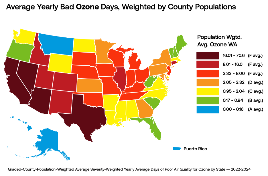 American Lung Association Releases Air Pollution Report Pollution Data Ozone Map 