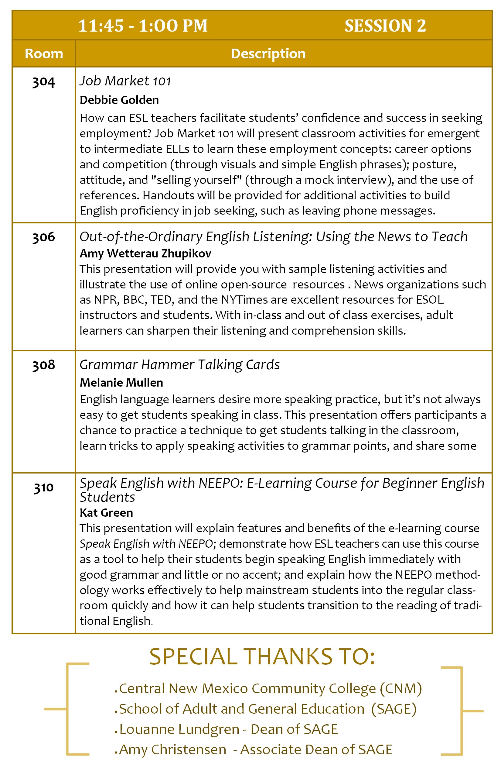 2015 Spring Workshop Program