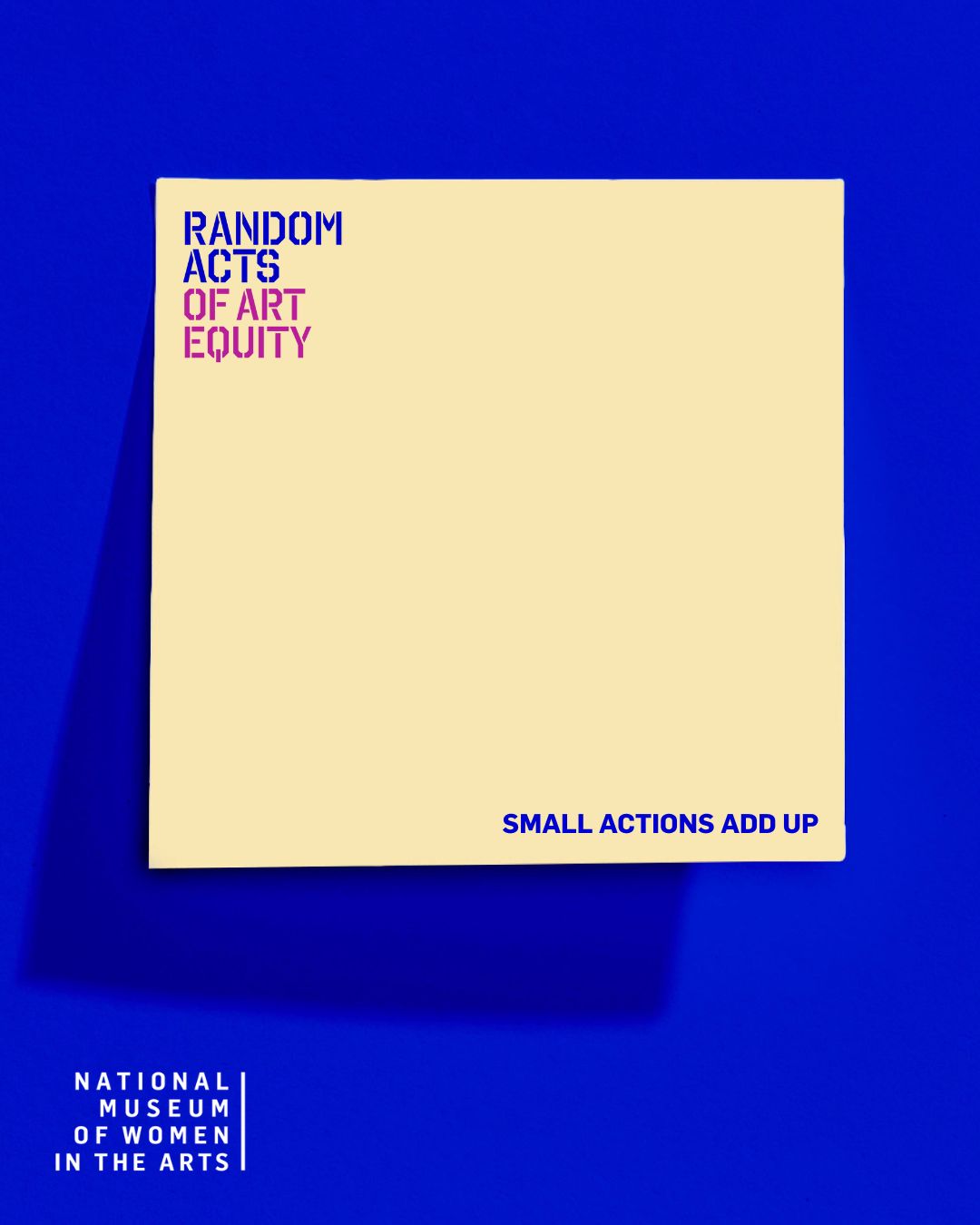 A yellow square sticky note on a vibrant blue background.