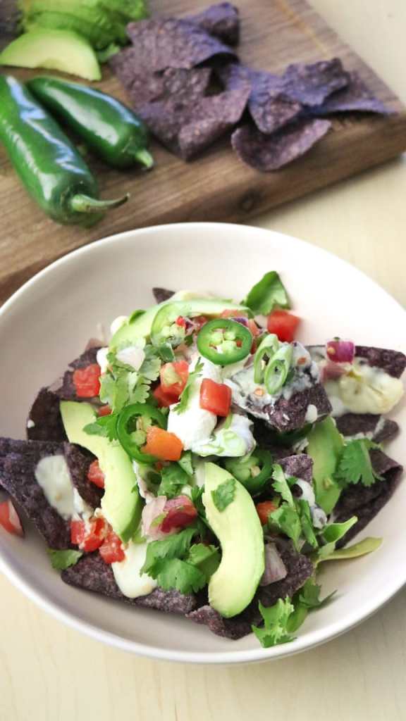 Vegetarian Blue Corn Nachos with Homemade Guacamole- Healthy and Delight
