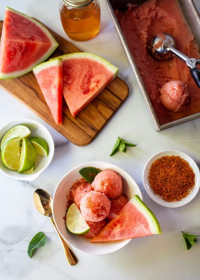 Best Watermelon Sorbet with Mint