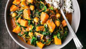 Healthy Sweet Potatoes and Coconut Kale Curry