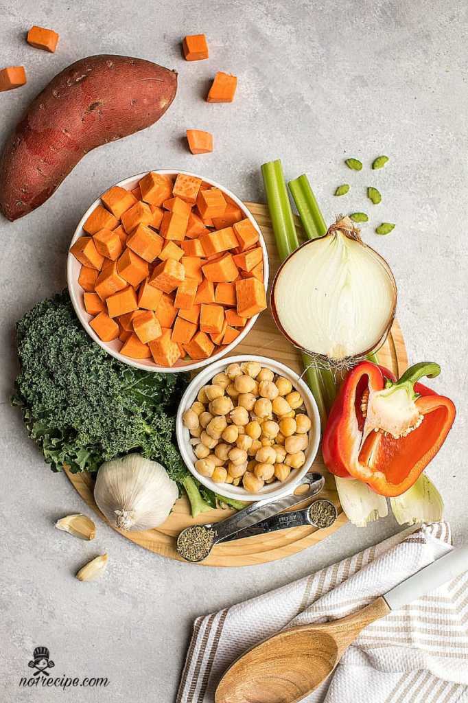 Healthy Sweet Potato, Chickpea and Kale Soup
