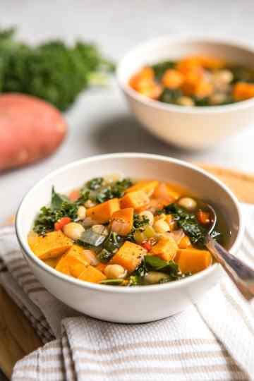 Healthy Sweet Potato, Chickpea and Kale Soup