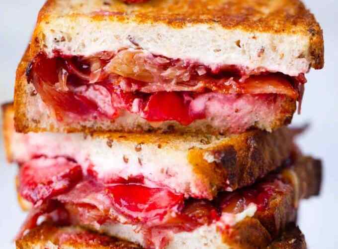 Delicious Strawberry Basil and Goat Cheese Panini