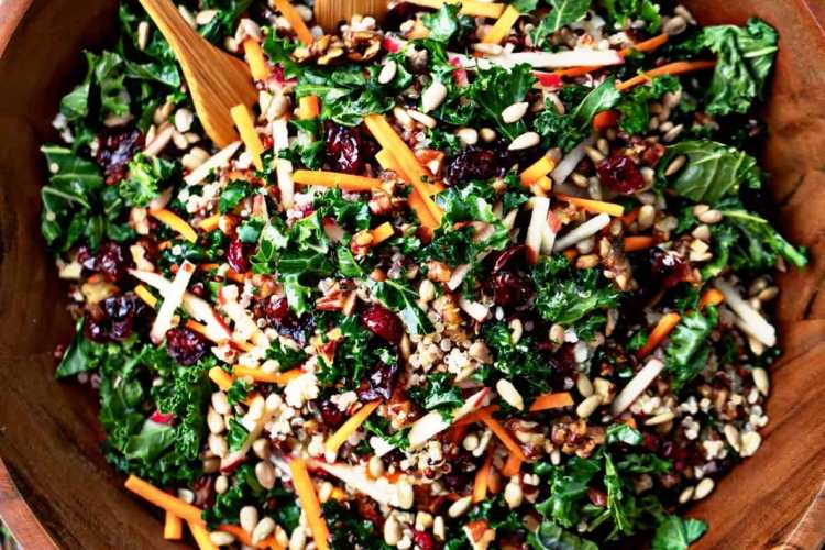 Best Kale Salad with Apples Cranberries