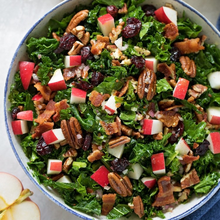 Best Kale Salad with Apples Cranberries