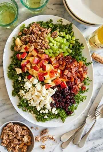Best Kale Salad with Apples Cranberries and Pecans