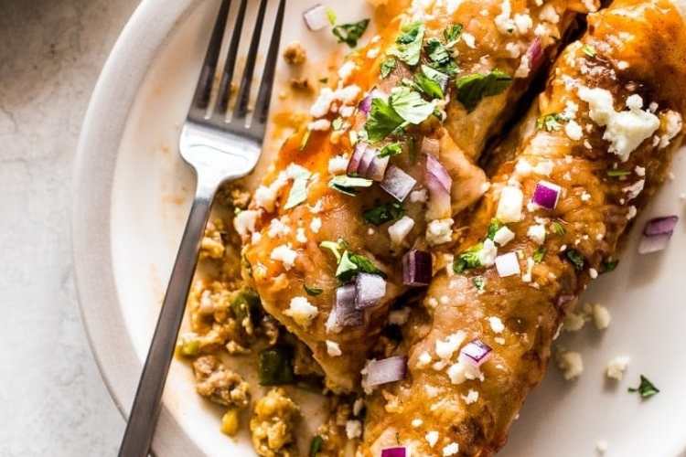 Breakfast Enchiladas with Roasted Poblano Sauce