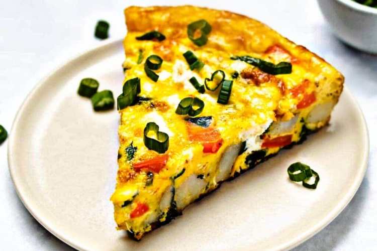 Baby Spinach Frittata and Sweet Potato Hash Crust