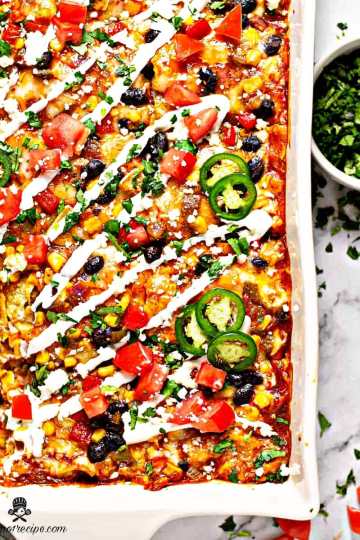 Easy healthy vegetarian Enchilada Casserole