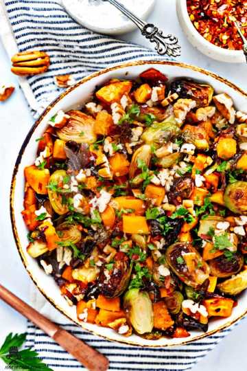 Easy Baked Chiocciole with Brussels Sprouts Apples and Blue Cheese