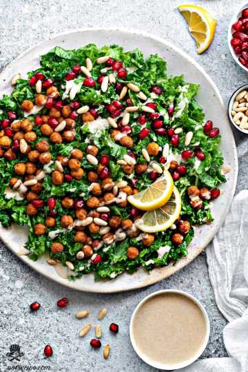 Easy Creamy Tahini Dressing with Greek Kale Salad
