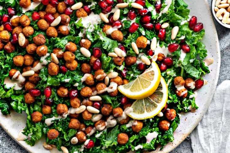 Easy Creamy Tahini Dressing with Greek Kale Salad