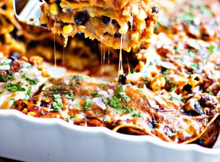 Easy healthy vegetarian Enchilada Casserole