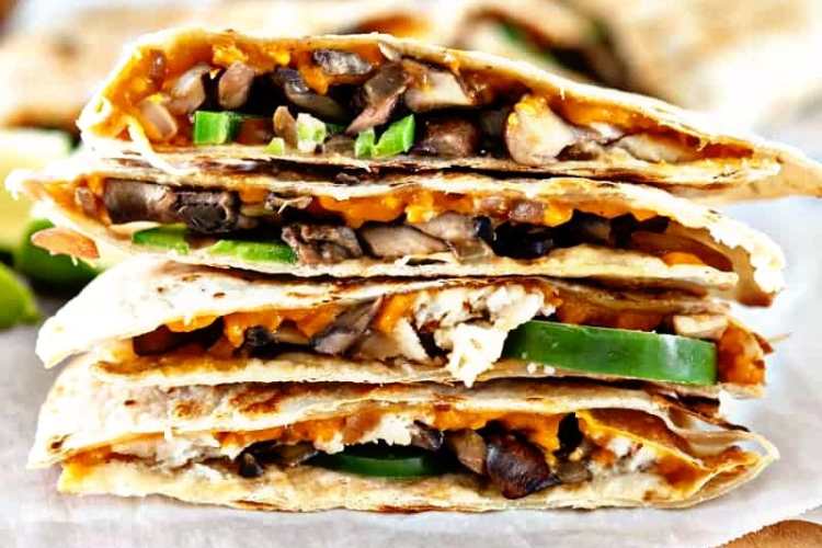 Best Crispy Mushroom Spinach and Avocado Quesadillas