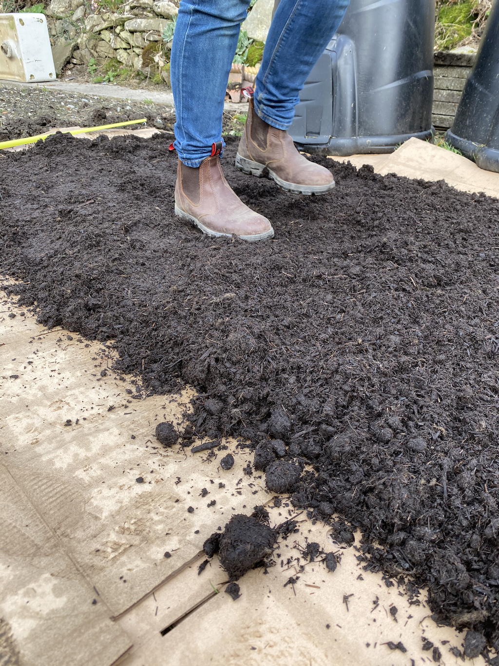 firming the compost with feet