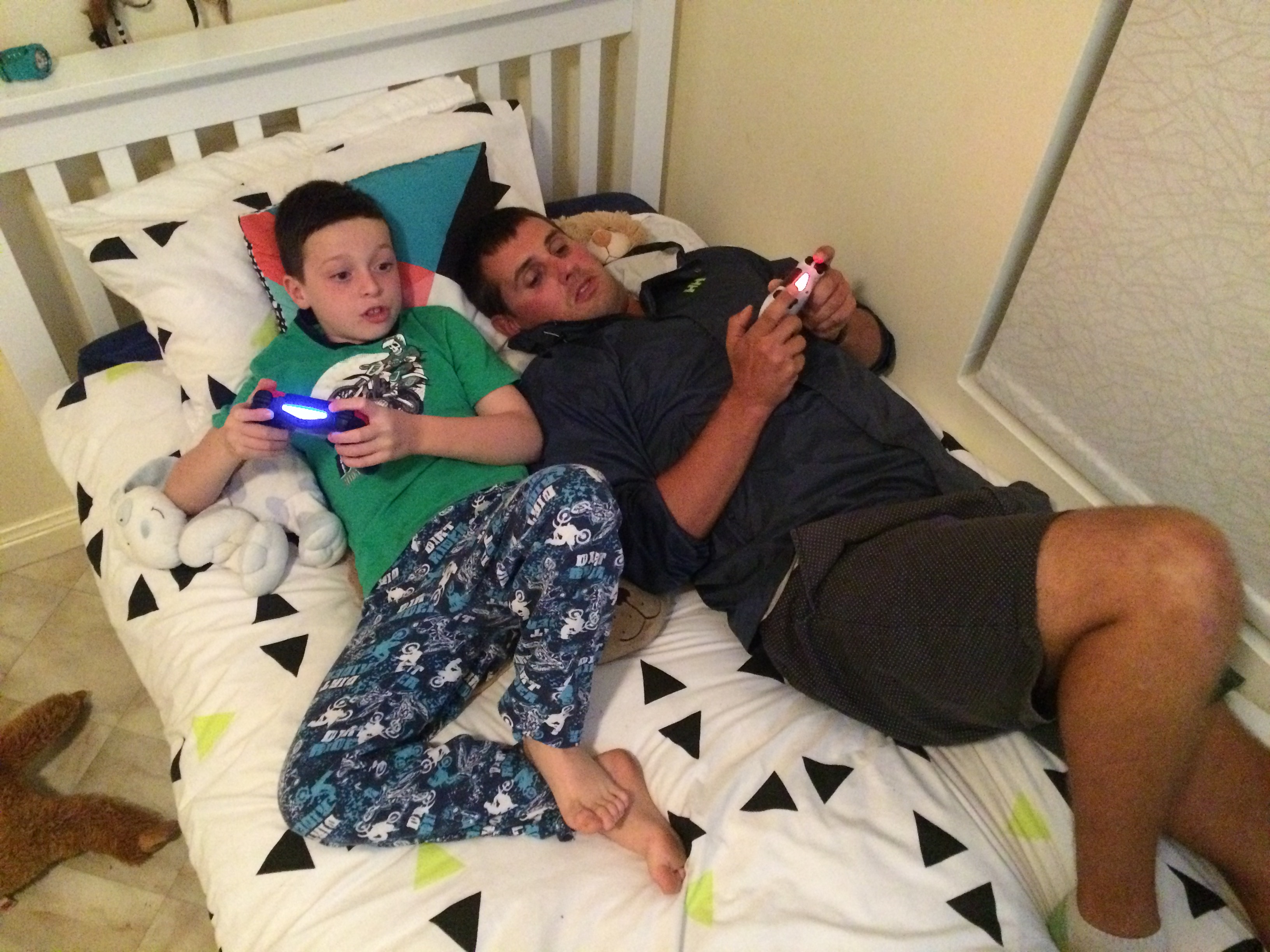 The kids in a playstation duel