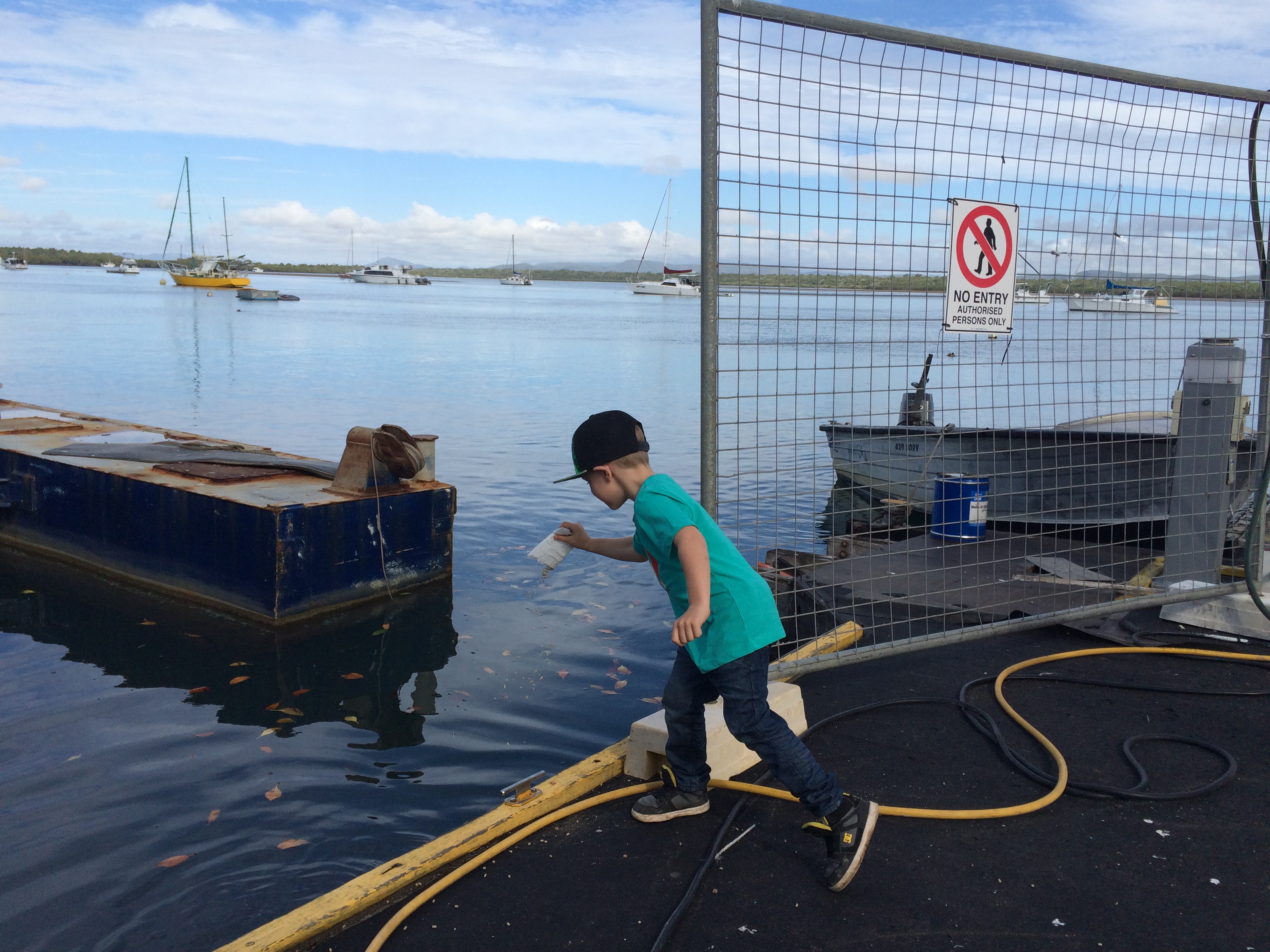 Coop and his fish at the marina