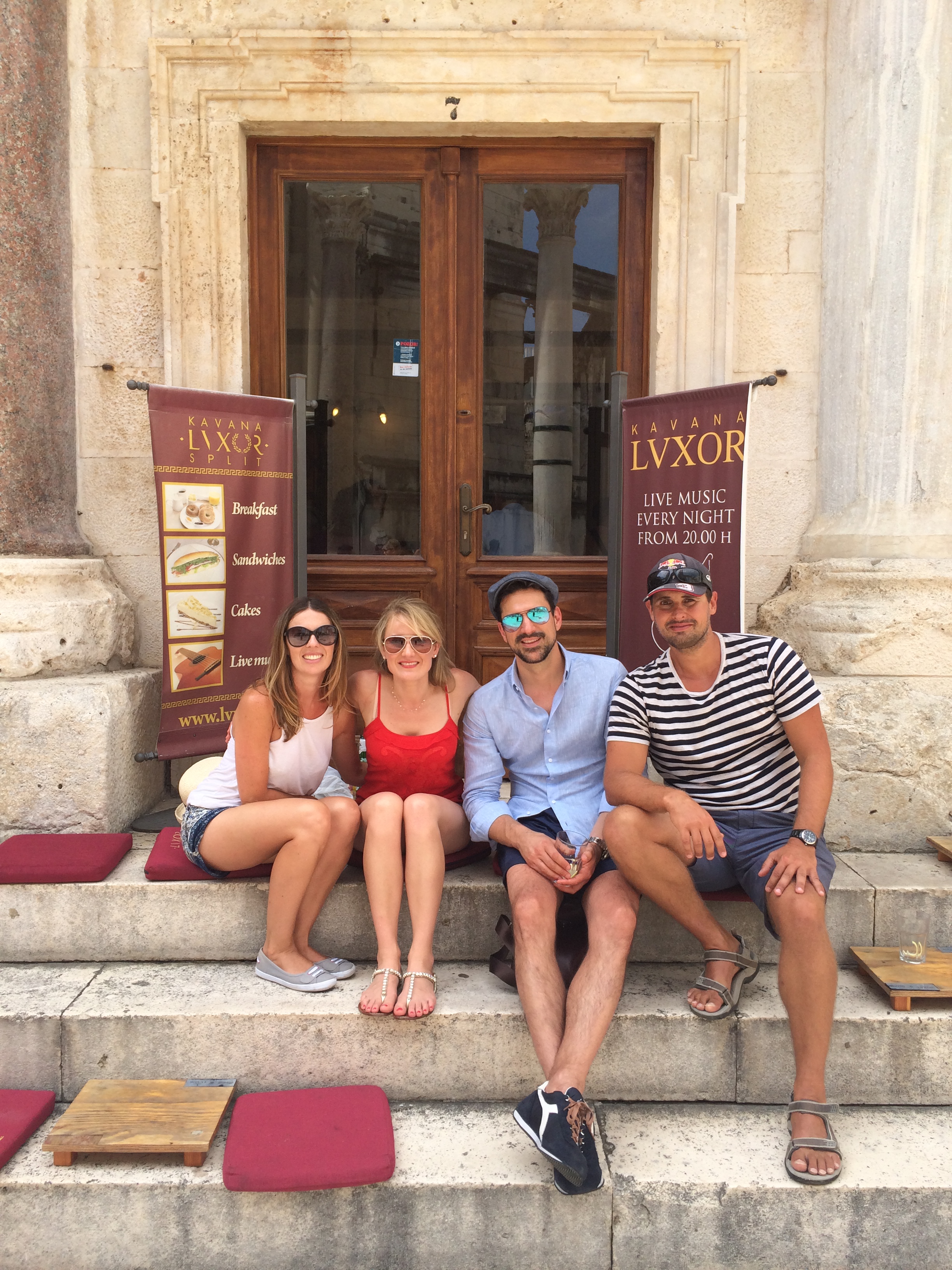 Reunion drinks in the interior courtyard of the palace