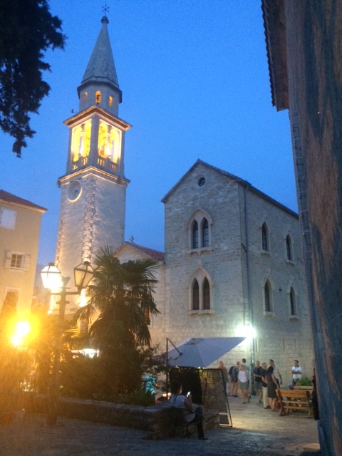 Dusk in the old town of Budva