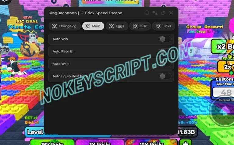 1 No Key Script OFFICIAL Free Roblox Scripts Hub 2026 1 Brick Speed Escape