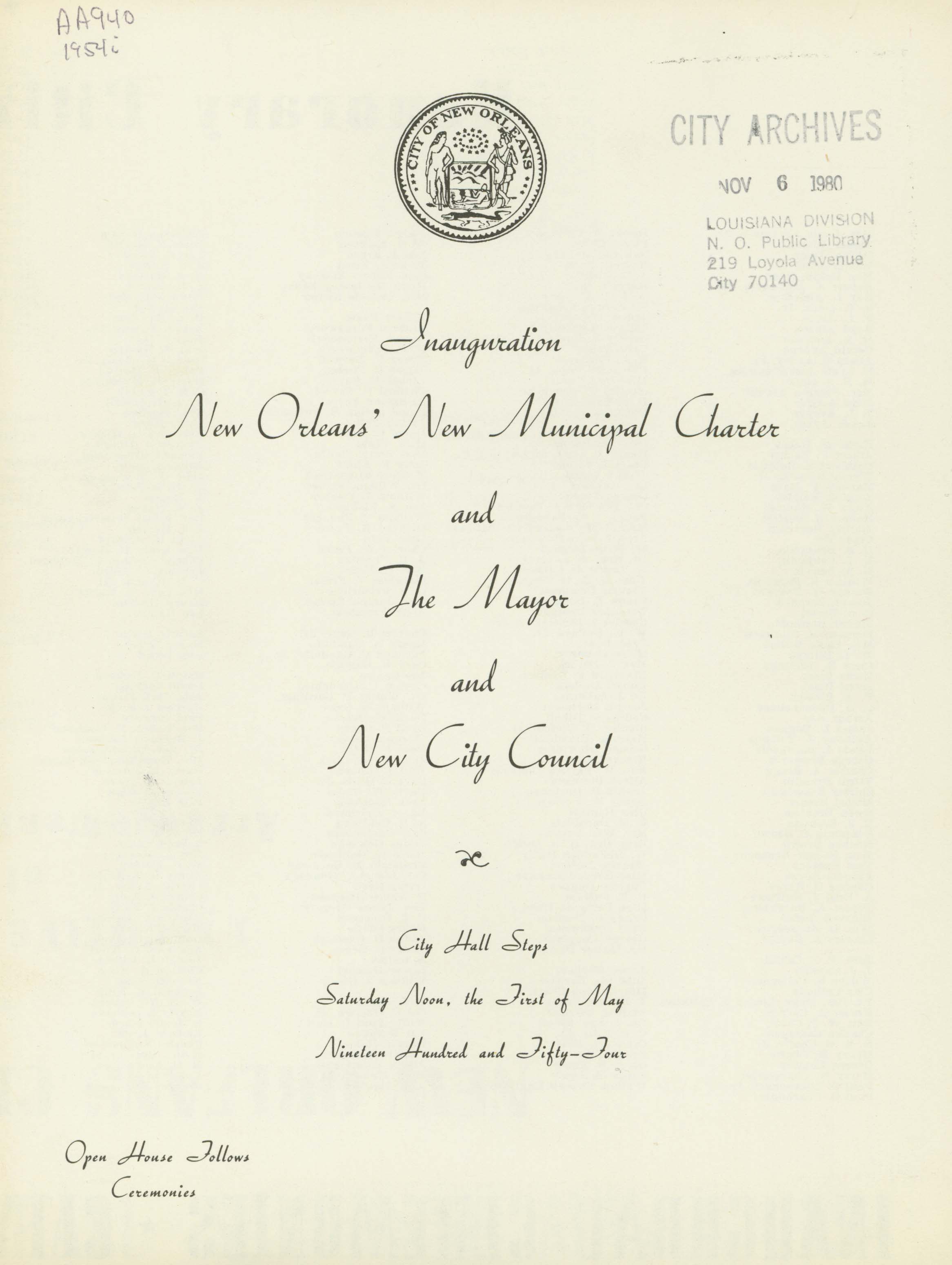 New Orleans Incorporated - City Archives & Special Collections