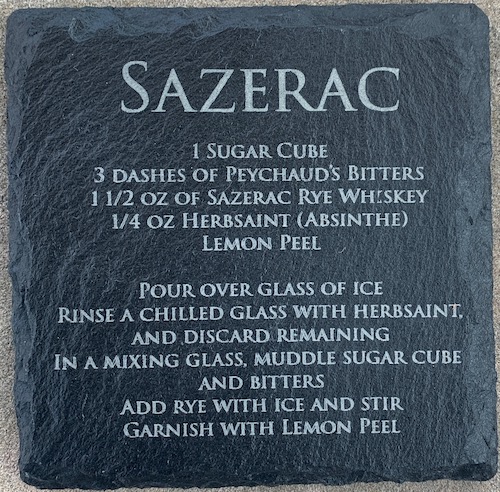 Sazerac Slate Coaster