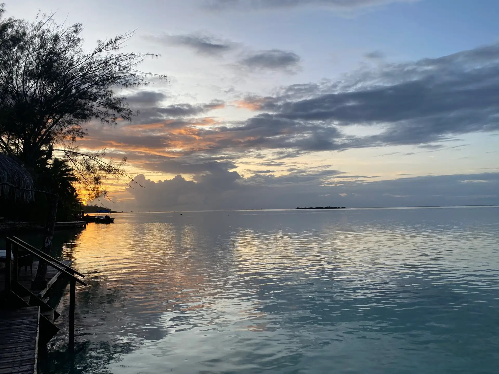 Moorea, sunset view from Hotel Fenua Mata’i’oa