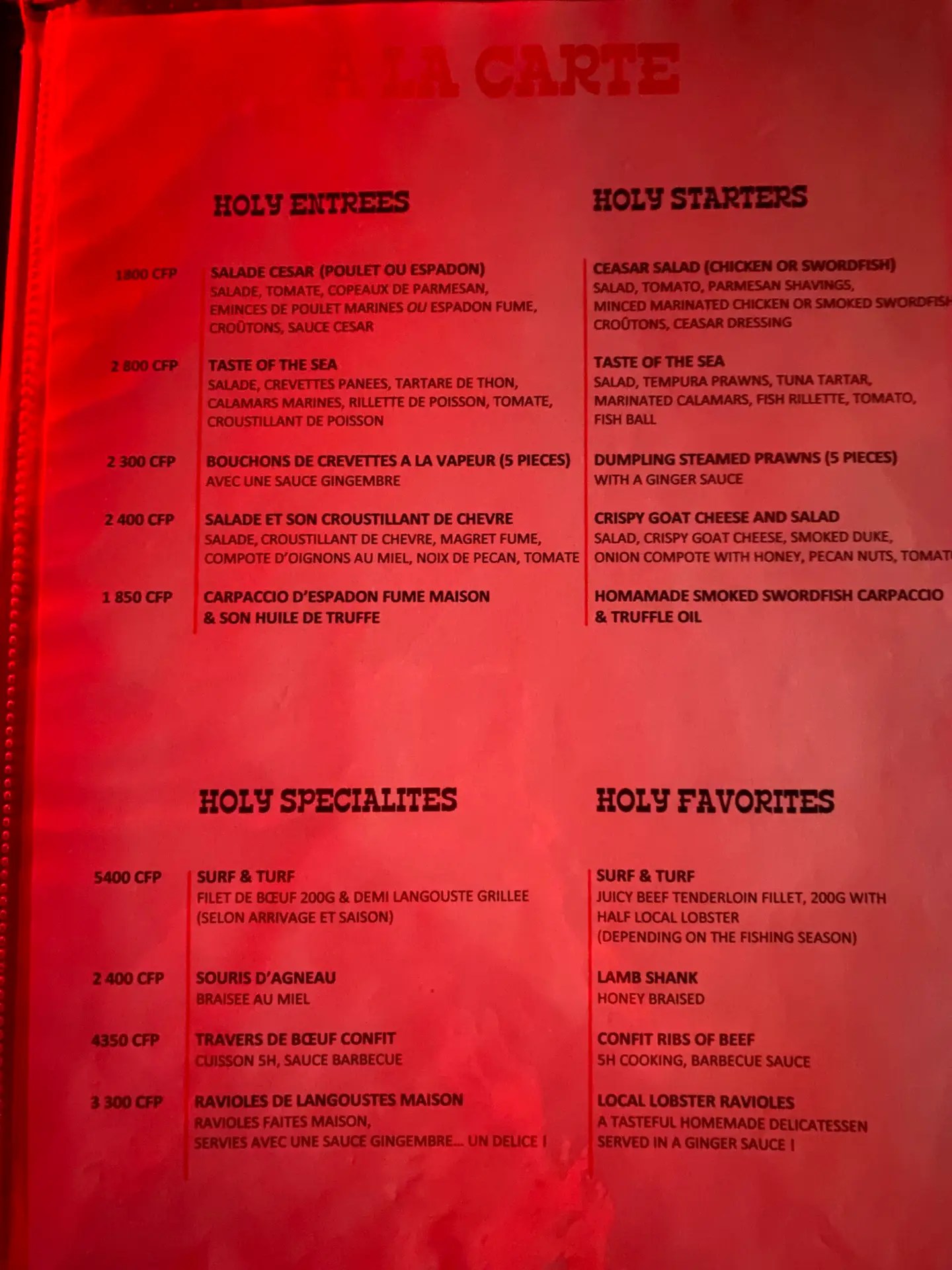 Holy Steakhouse, Moorea