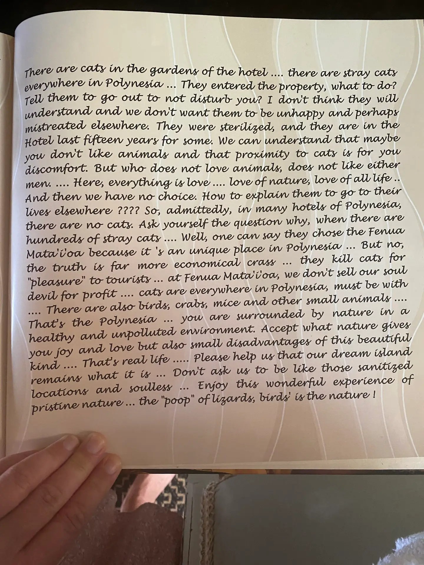 In the hotel book, Moorea