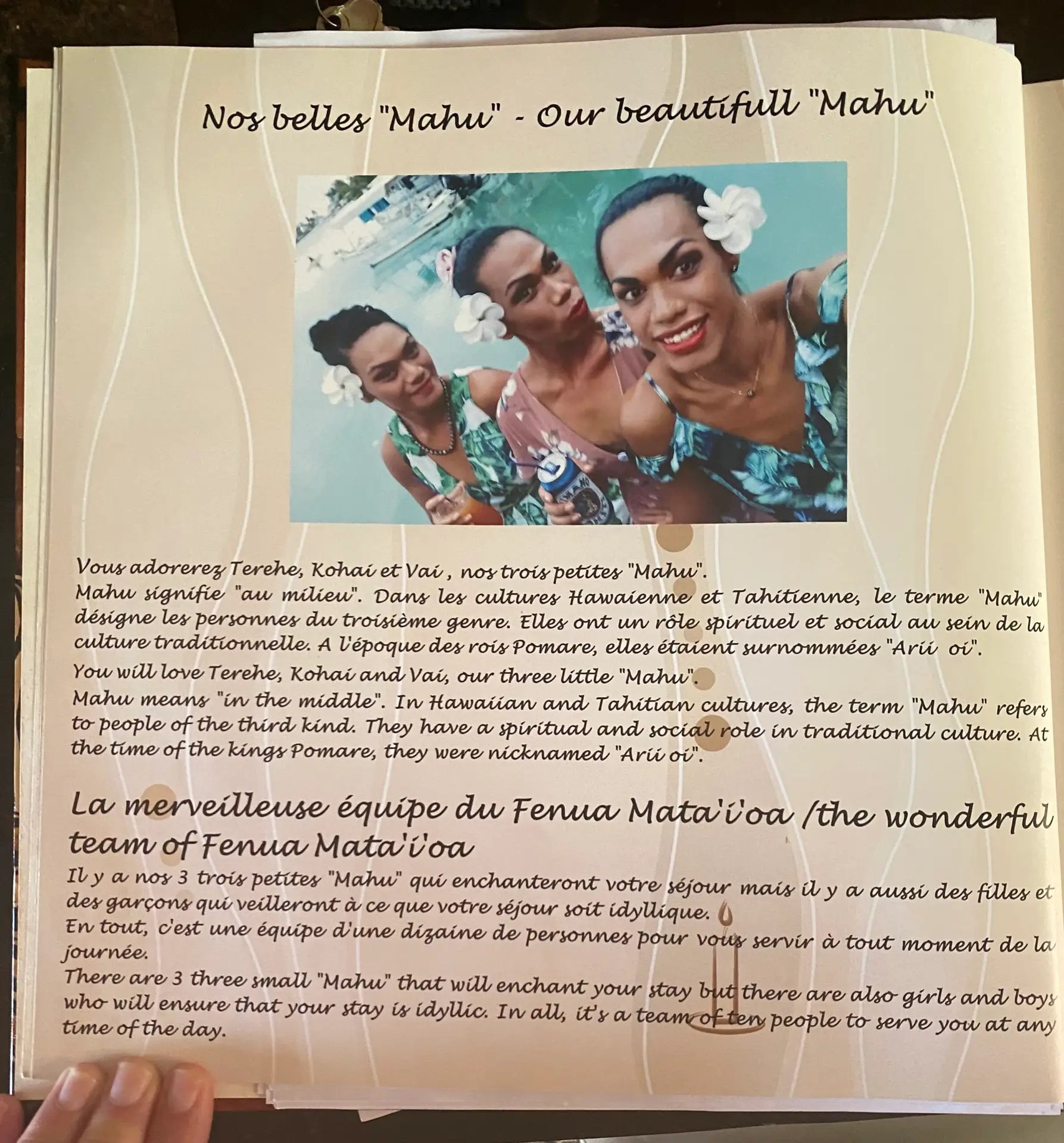 In the hotel book, Moorea