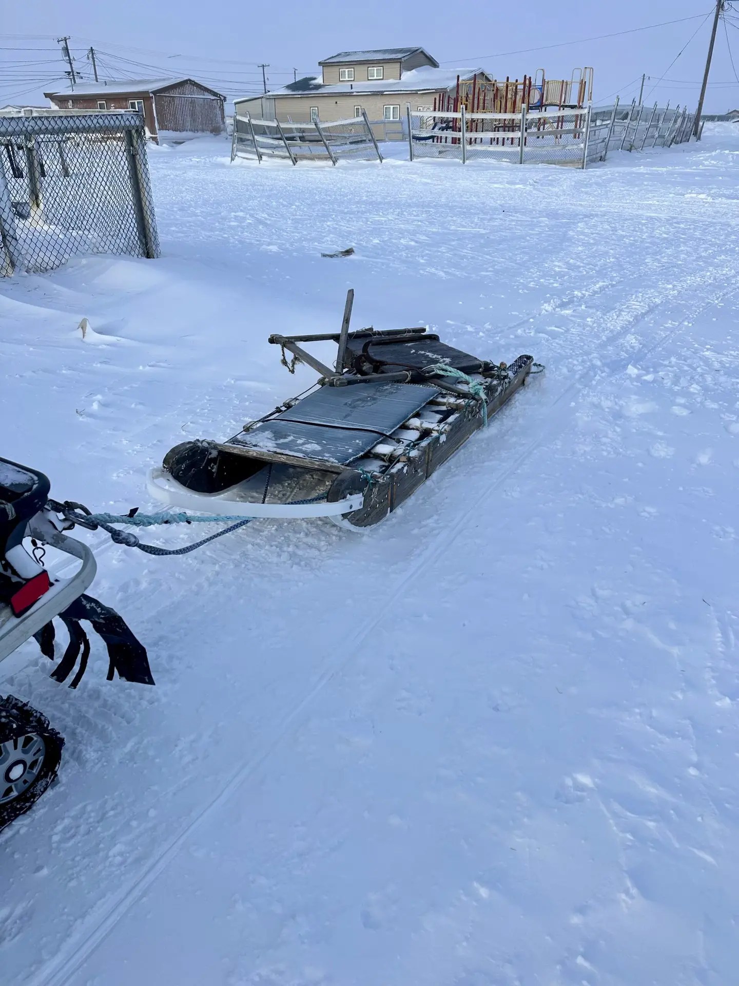 The sled, totally busted