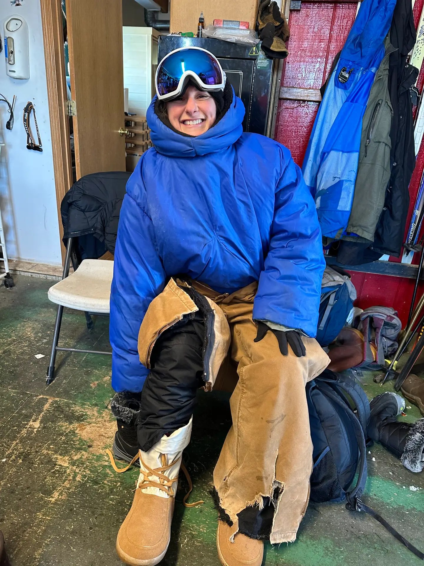 Rachelle getting all geared up