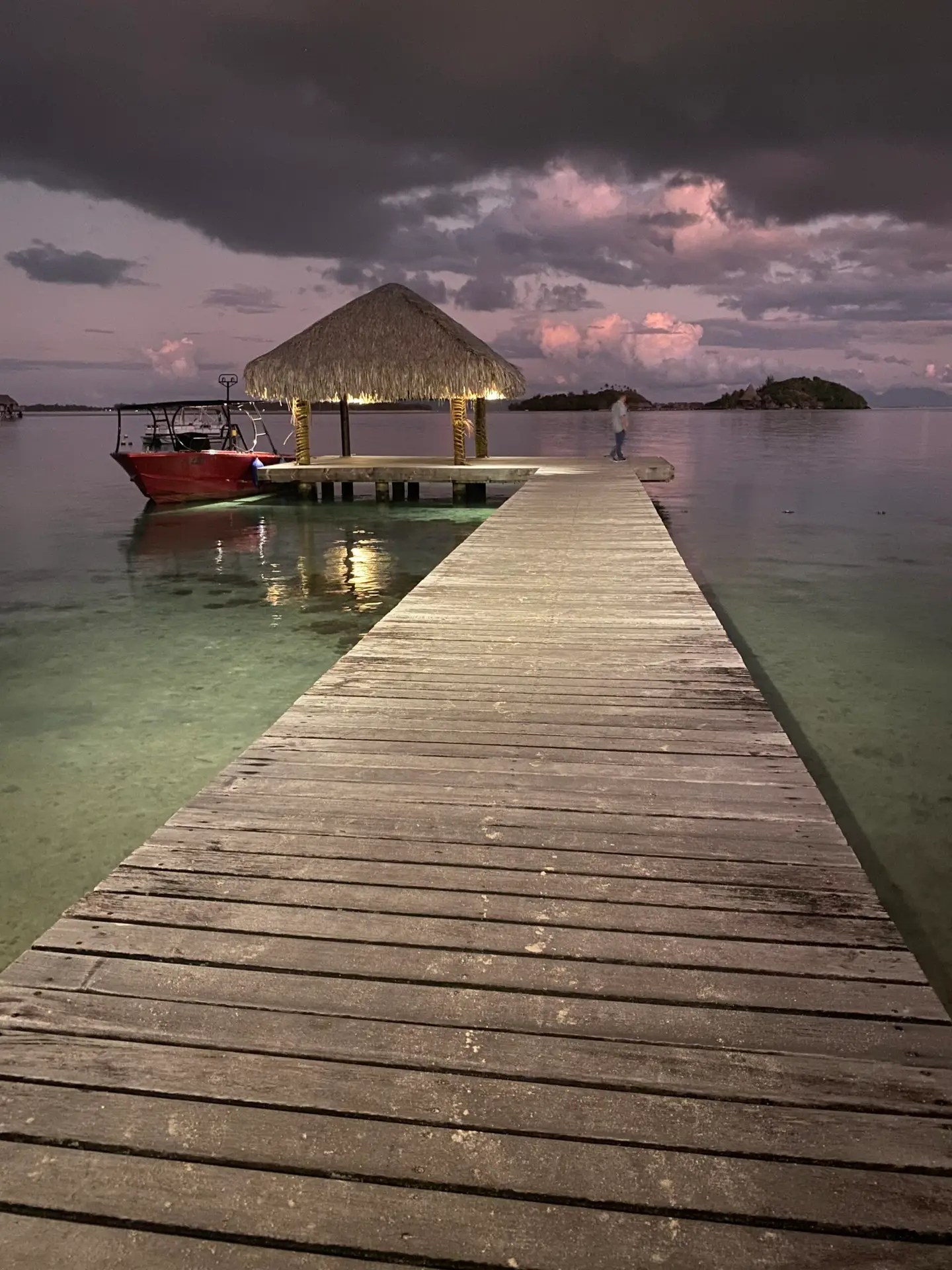 The dock at the Royal Bora Bora, sunset