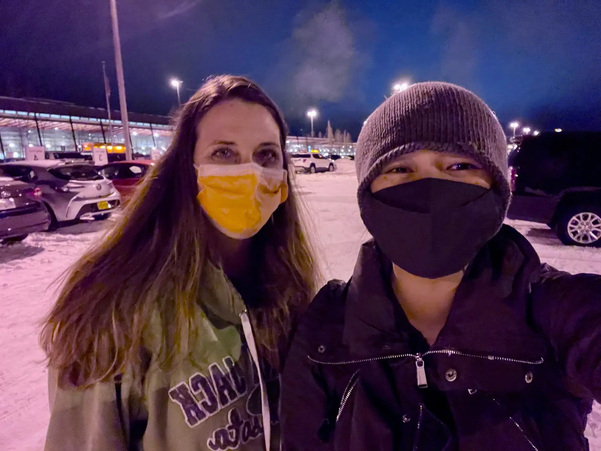 Tiff and I arriving in Fairbanks