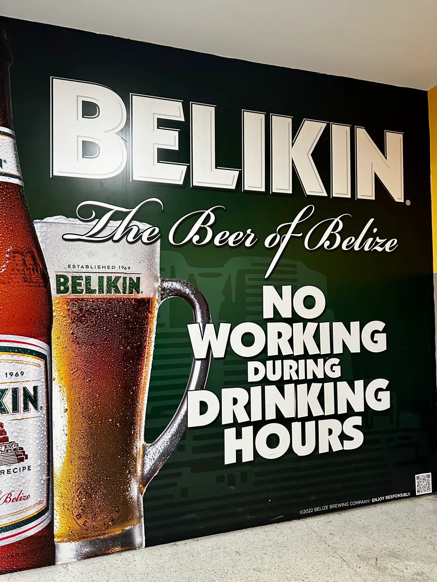 This is a sign at the airport. Belizeans like their beer.