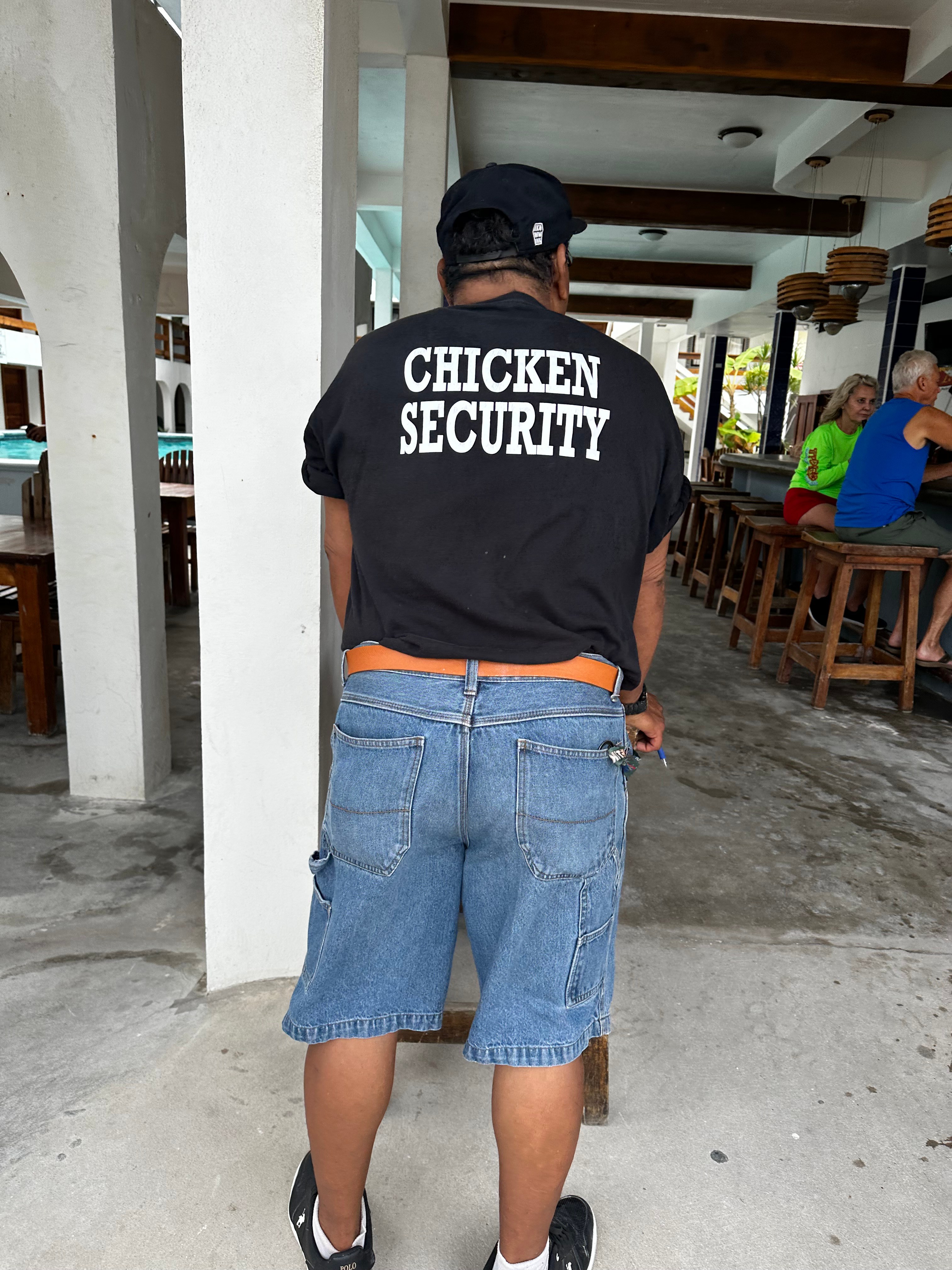 They even have chicken security!