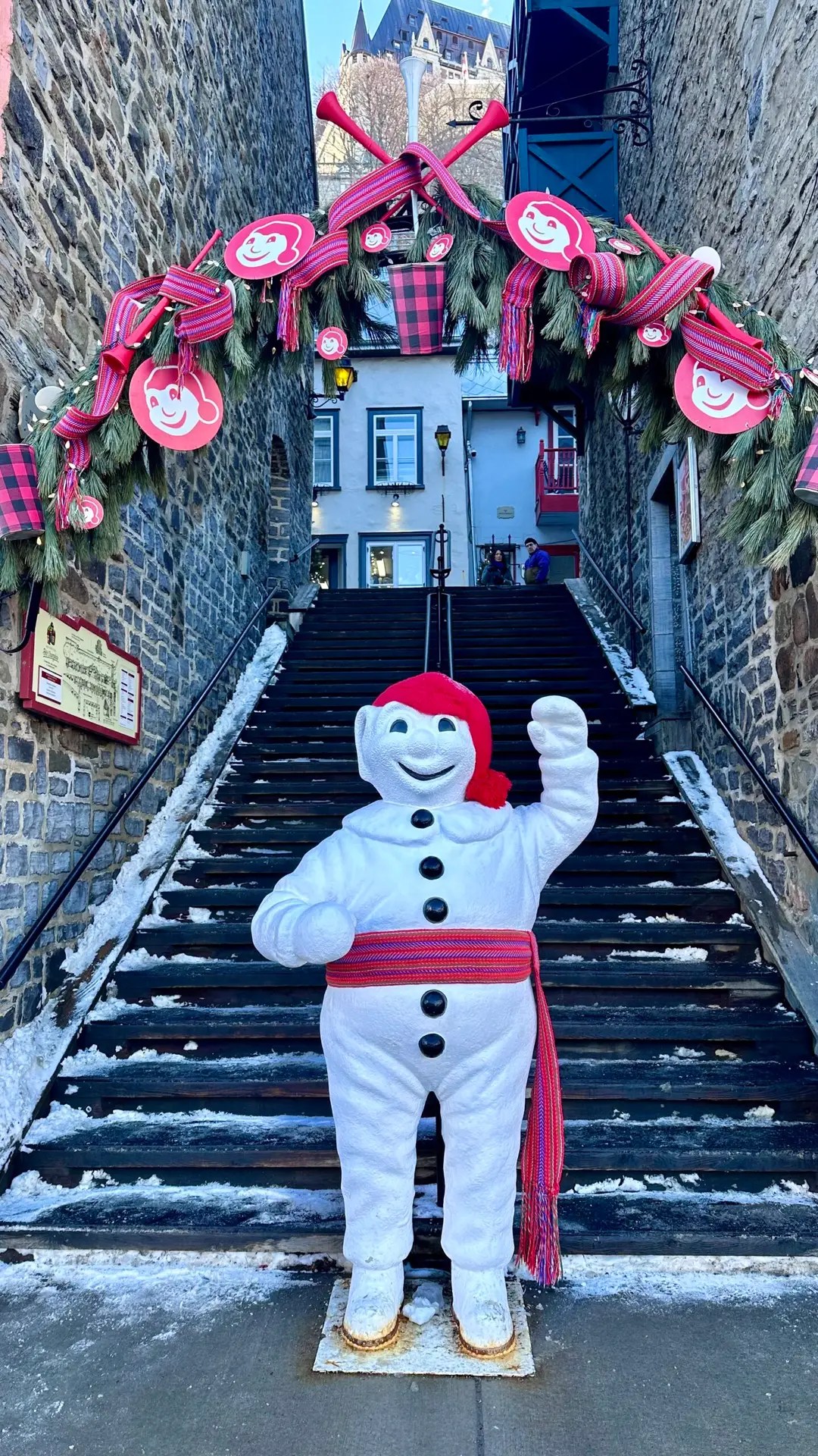 Bonhomme in front of Petit-Champlain
