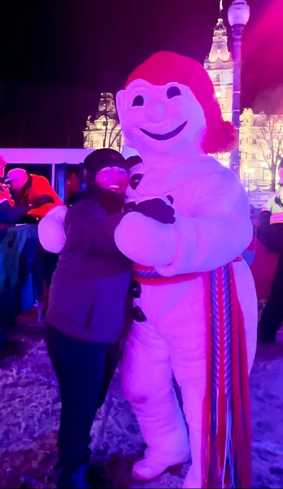 Tiff got chased Bonhomme down and even got a dance with him this time!